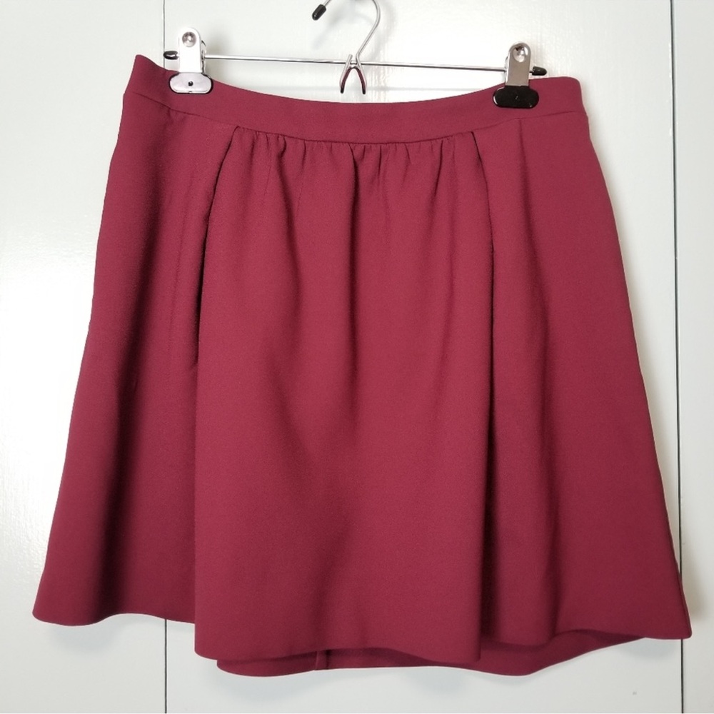 J. Crew Red Burgandy A-Line Mini Skirt Size 0